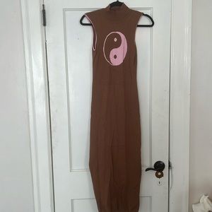 Brown and Pink Sweater Dress